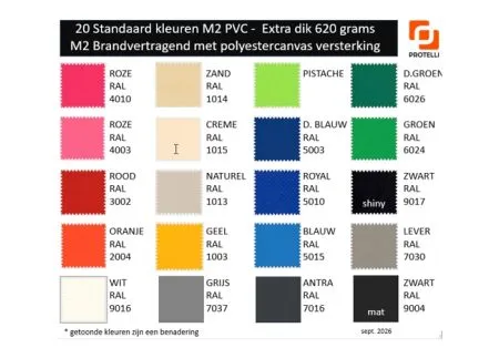 Kleurenoverzicht PVC M2